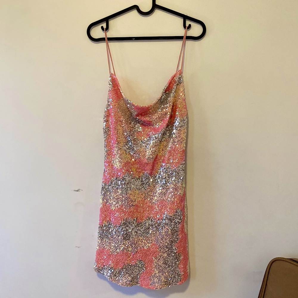 Selfie Leslie/Pink & Silver Sparkly Dress/Small